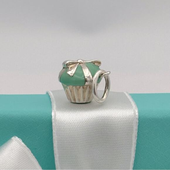 Tiffany & Co. Blue Cupcake PendantCharm Blue Enamel Sterling Silver Gift Pouch - Picture 9 of 11